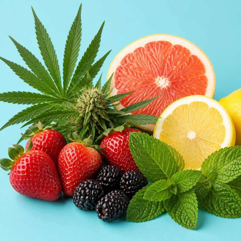 Natural botanical ingredients — cannabis, fruit, and mint